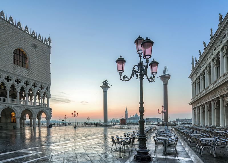 St. Mark's square in Venice during sunrise