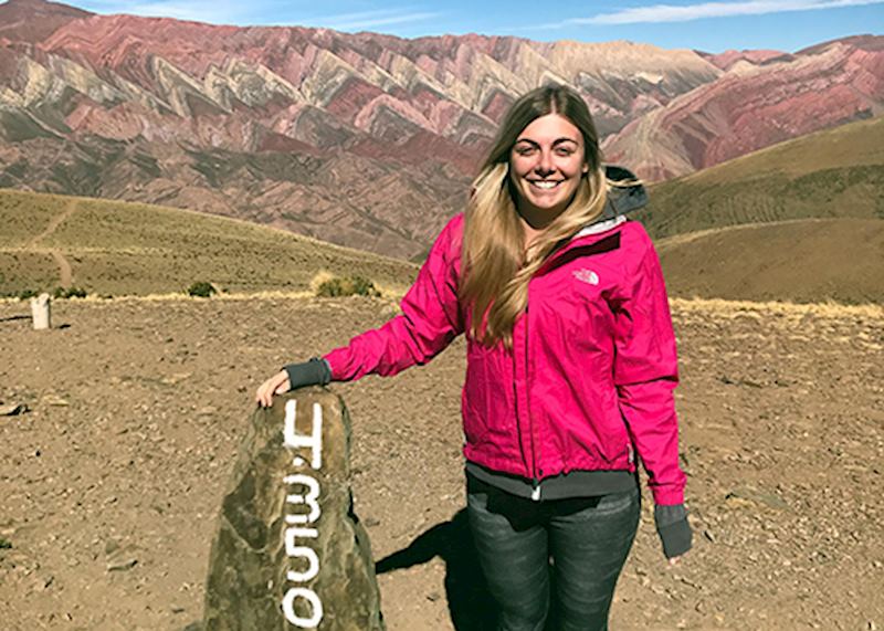 Jasmine at the El Hornocal viewpoint, northwest Argentina