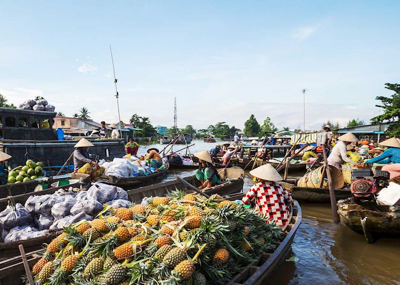 Floating market in the Mekong Delta, Vietnam