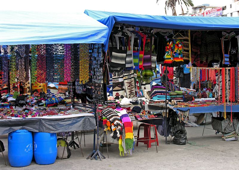 Handmade goods being sold at Otavalo Market