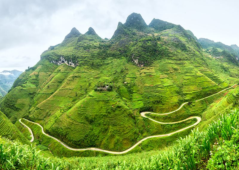 Winding path through northern Vietnam's valleys