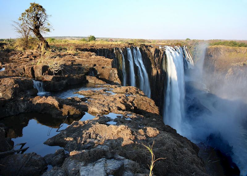 Looking out over Victoria Falls from Livingstone Island