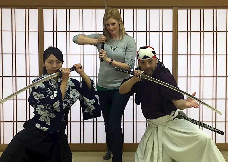 Specialist Tesia taking part in the Kill Bill experience, Tokyo, Japan