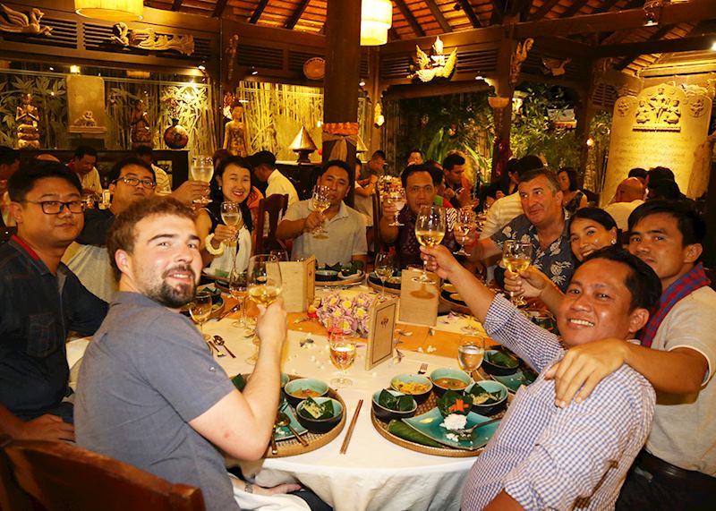 The guides enjoying dinner