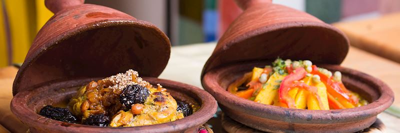 Traditional Moroccan tajine dishes