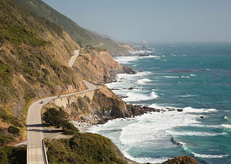 Aerial view of the Highway 1 at Big Sur, California