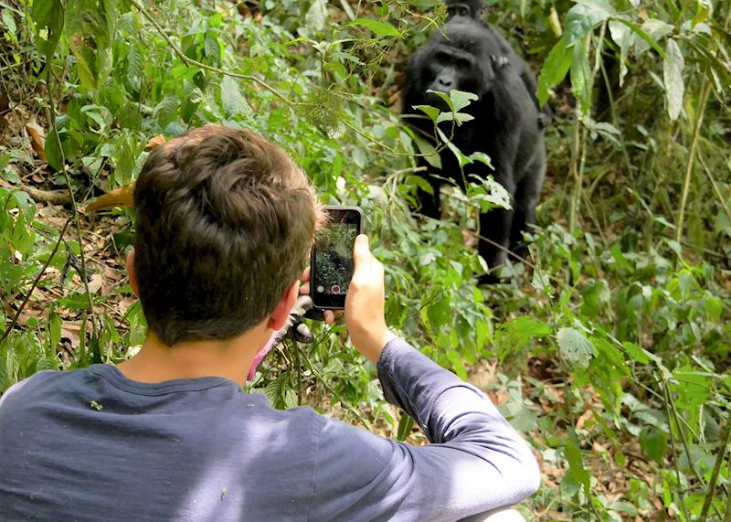 Rebecca's son recording his time with the gorillas — © Rebecca Harvey