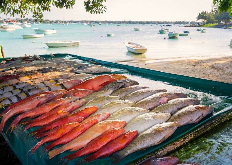 Fresh fish on a Mauritian beach