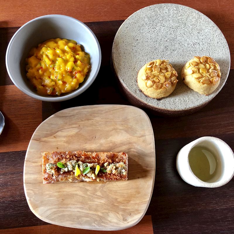 Pork belly served as part of the 'Andean Forest' course at Mil