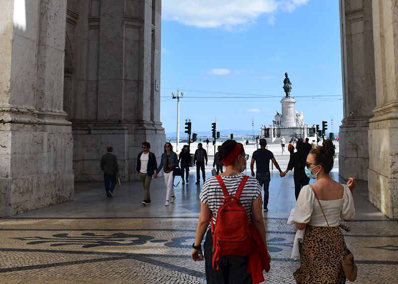 Lauren on a guided tour of Lisbon's Baixa district