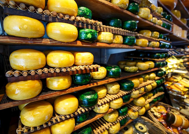Edam cheese wheels in Amsterdam, Netherlands