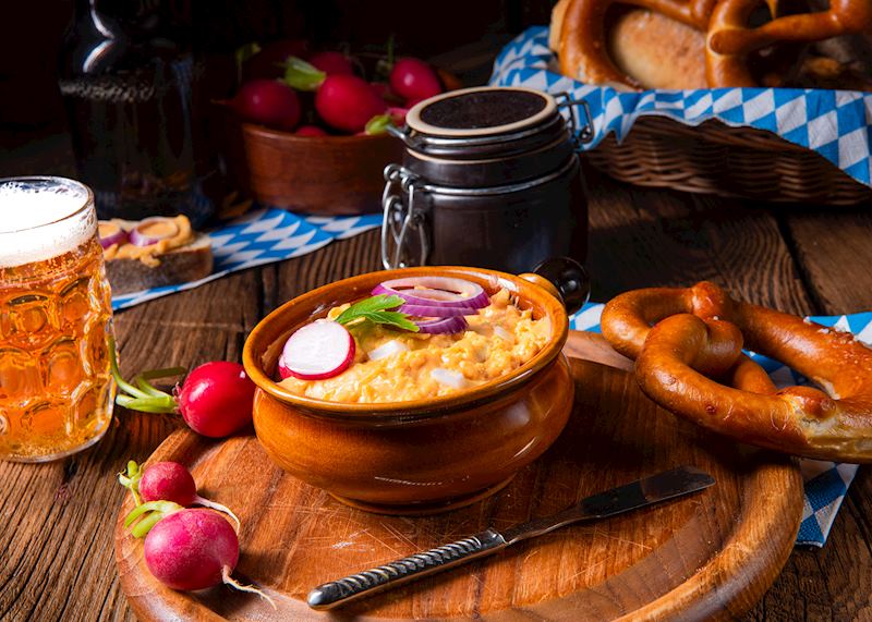 Bavarian pretzel and obatzda