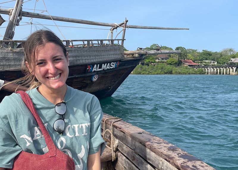 Natasha on a dhow in the Lamu Archipelago