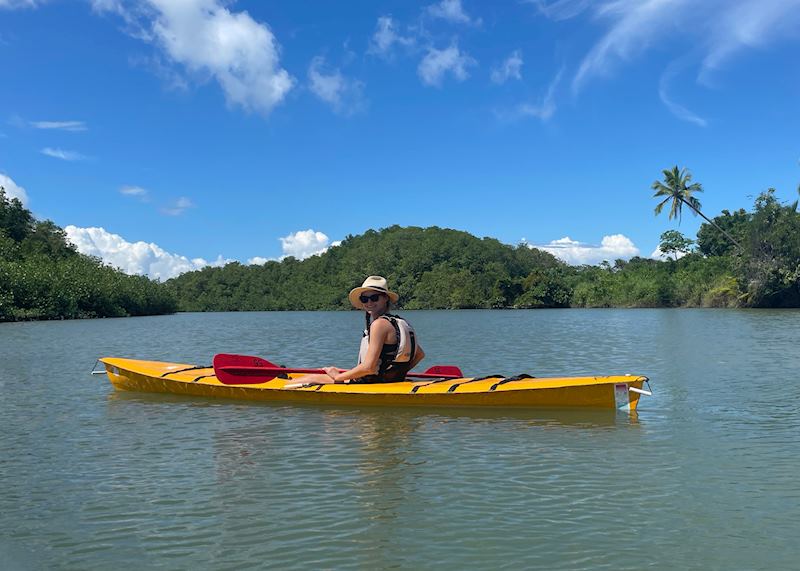 Fenella kayaking in the Osa Peninsula
