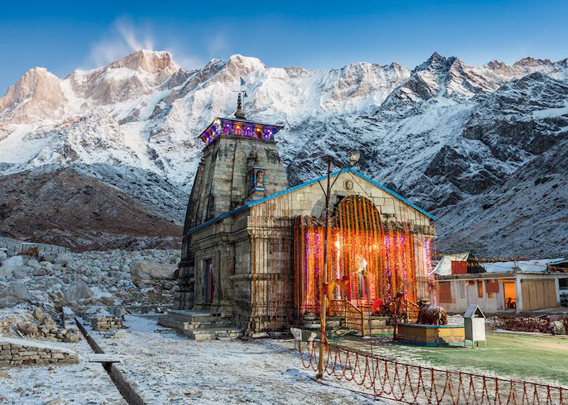 Kedarnath Temple in the foothills of the Himalaya