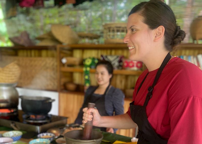 Mary during a cooking course in Luang Prabang