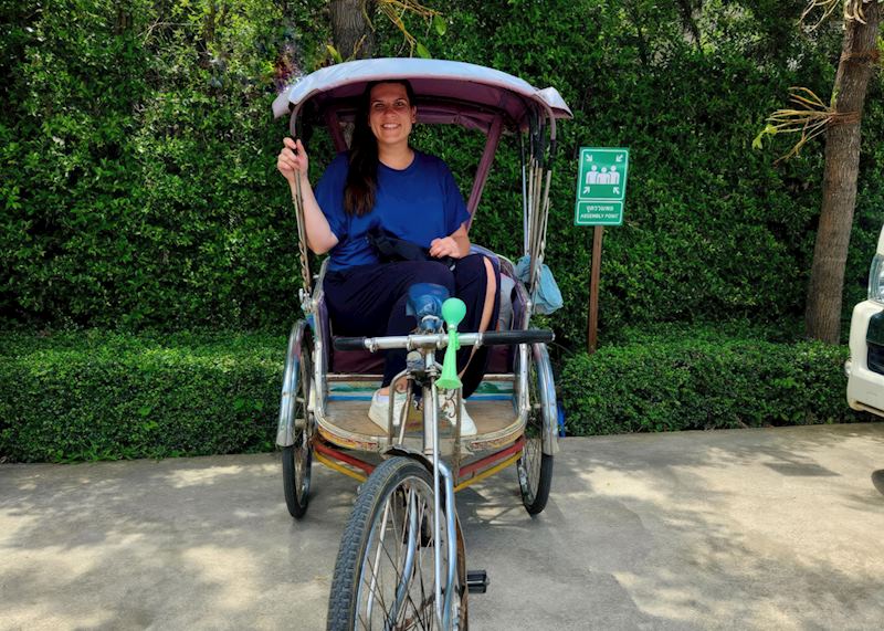 Mary on rickshaw ride
