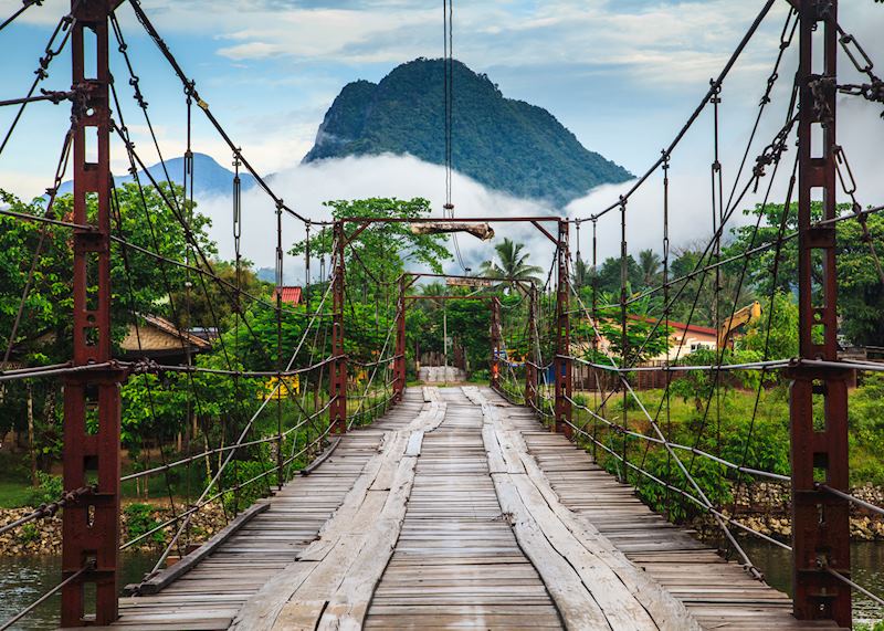 Wooden bridge in Vang Vieng
