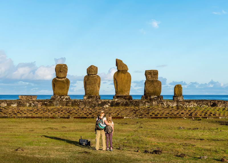 Heather and her daughter on Easter Island