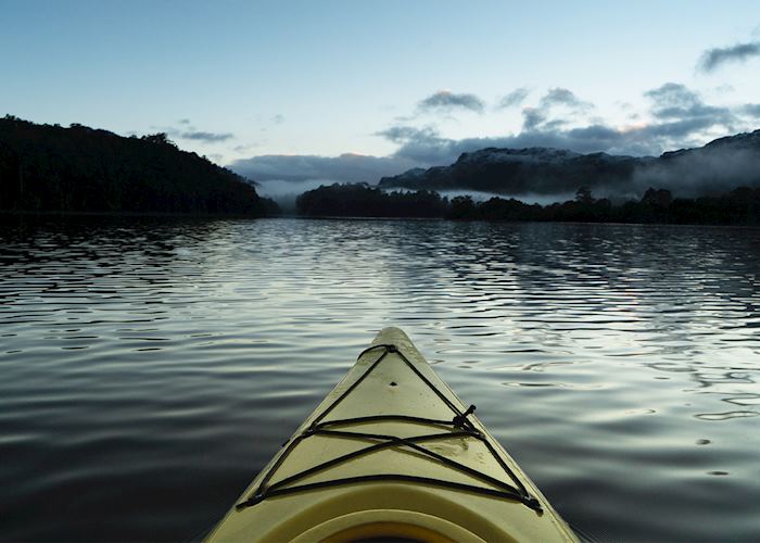 Kayaking on Lake Rosebery, Tasmania — © Ollie Khedun & West Coast Council