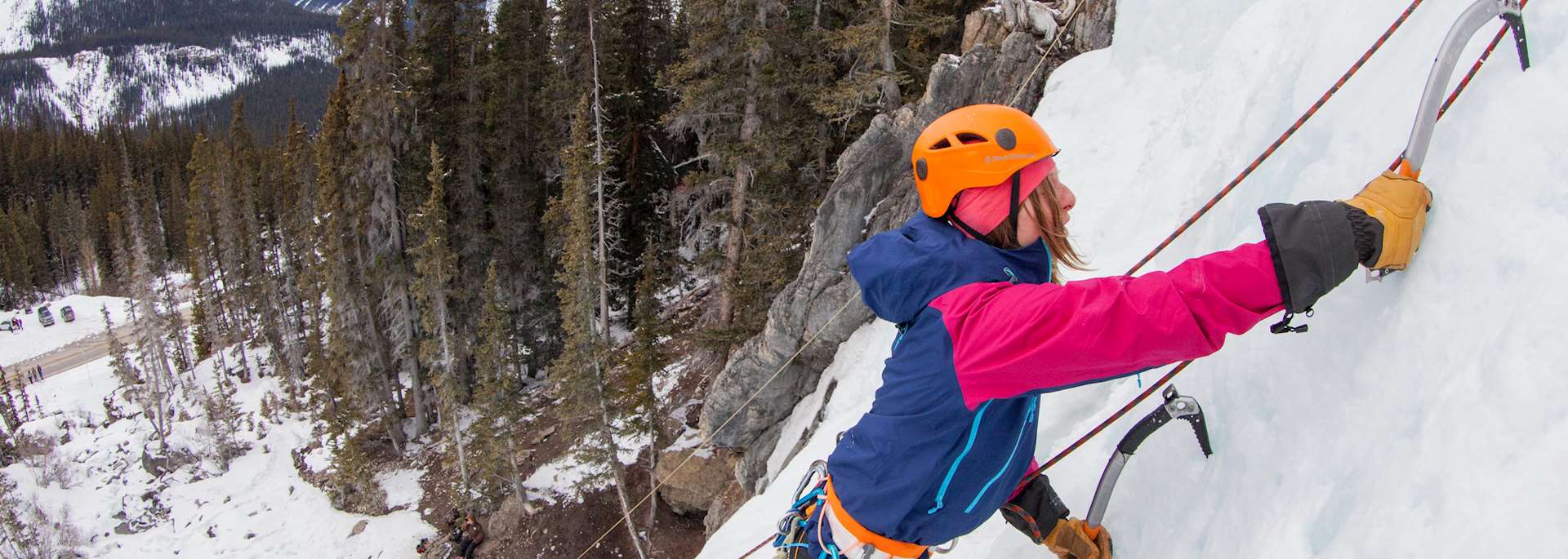 Frozen waterfall ice climbing experience