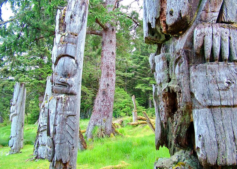 Totem poles on Haida Gwaii