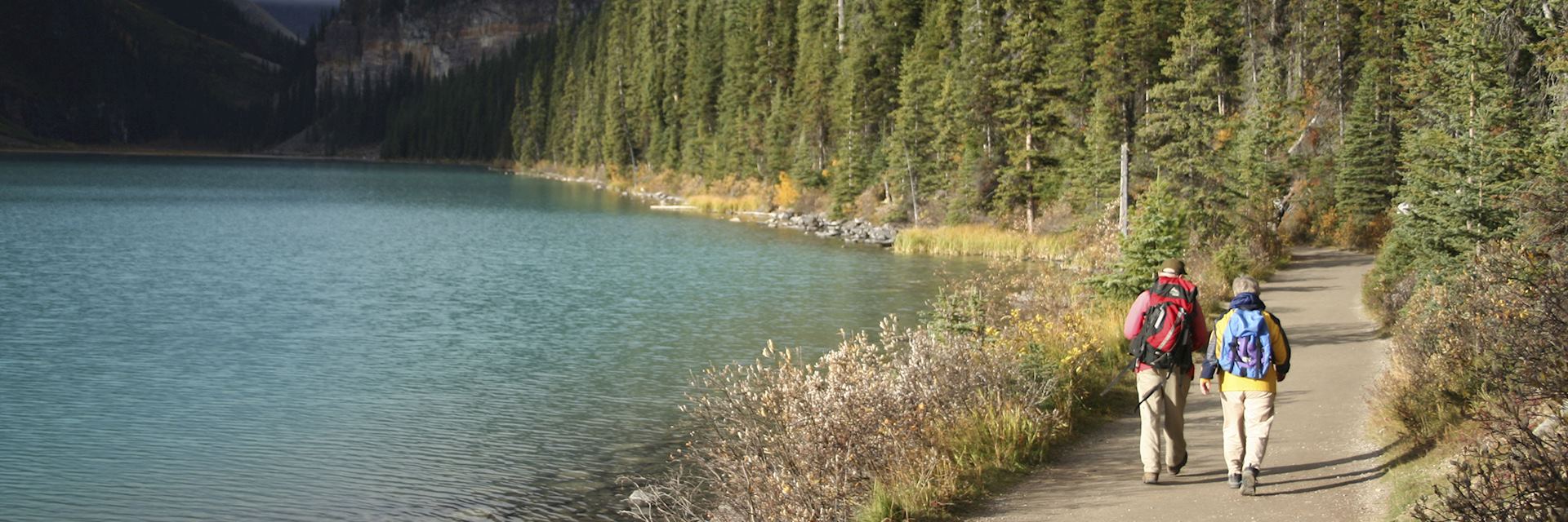 Hiking next to Lake Louise