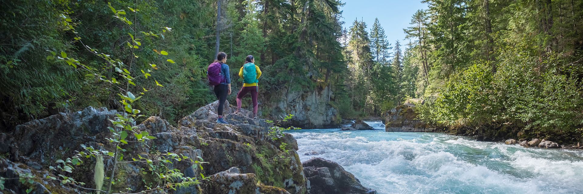 Hikers at the Cheakamus River, Whistler