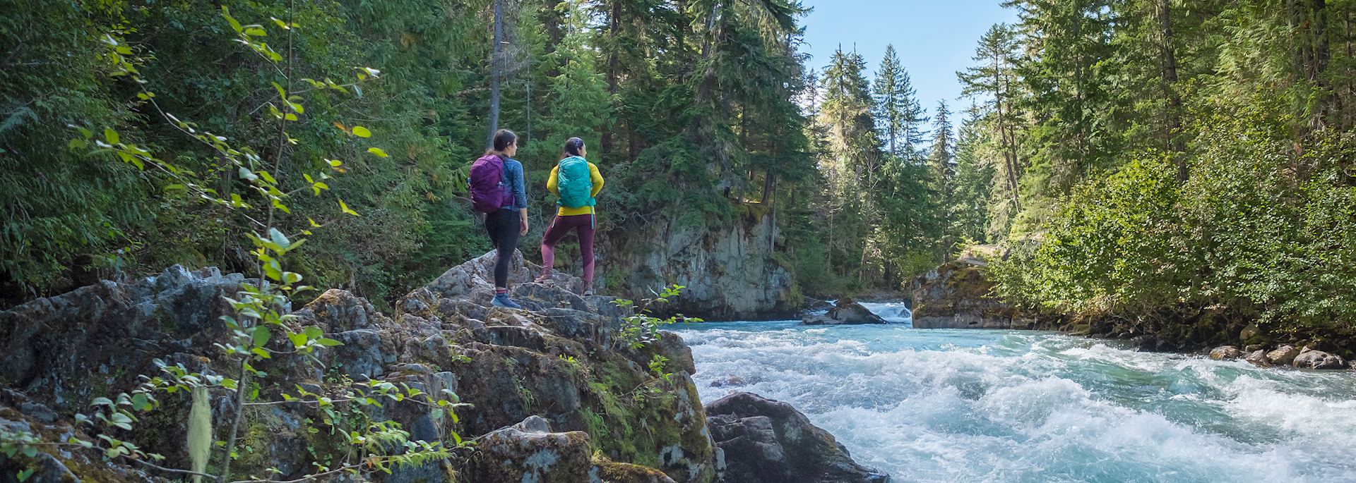 Hikers at the Cheakamus River, Whistler
