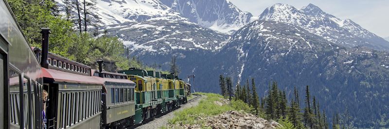White Pass railway line runs through the Yukon in Alaska