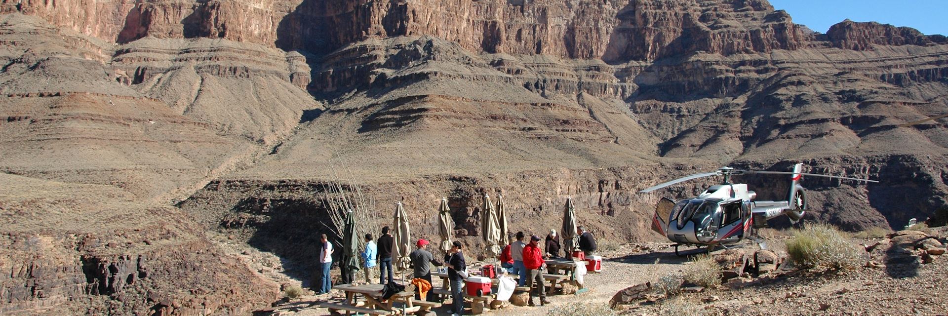 Helicopter landing in the Grand Canyon