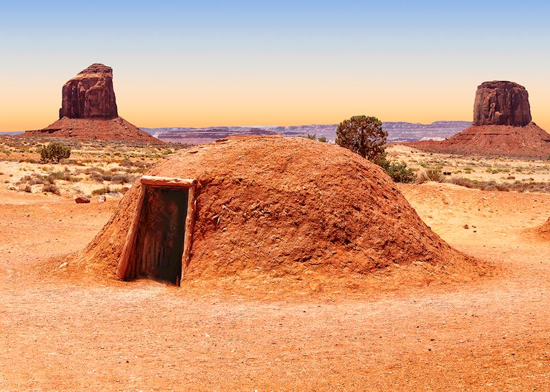 A hogan, a traditional Navajo dwelling