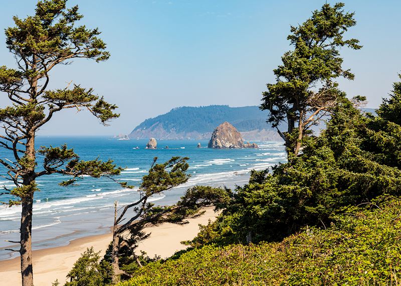 Haystack Rock and Cannon Beach, Pacific Northwest, USA