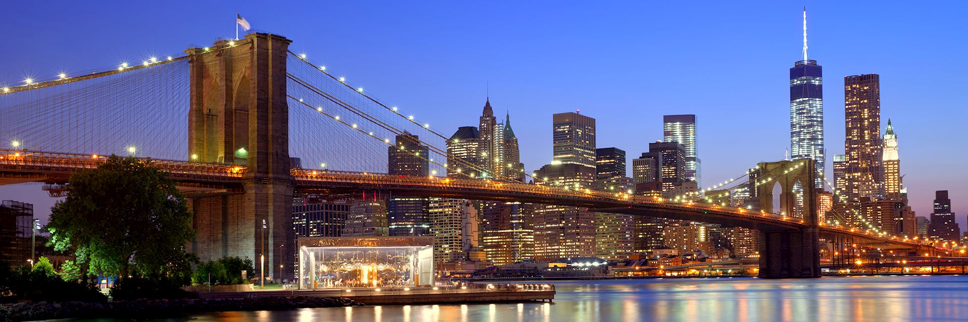 Brooklyn Bridge at sunset, New York