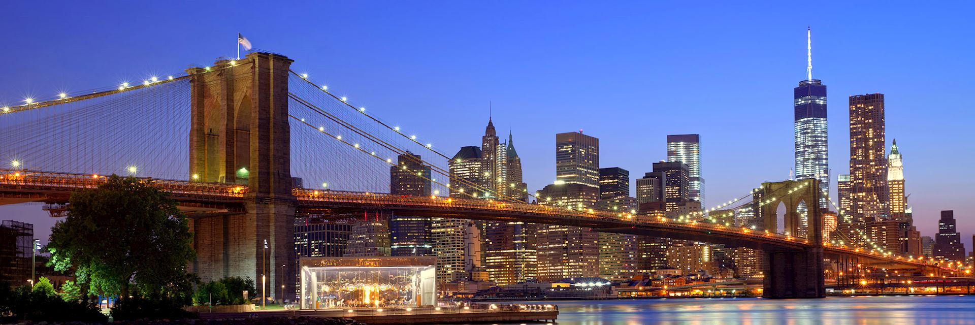 Brooklyn Bridge at sunset, New York