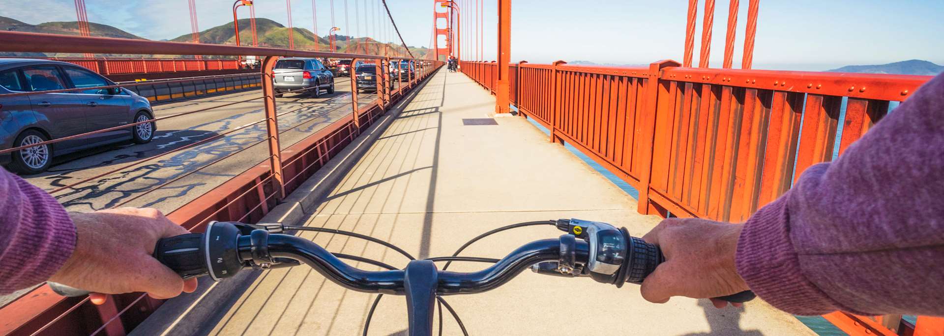 Cycling over the Golden Gate Bridge, San Francisco