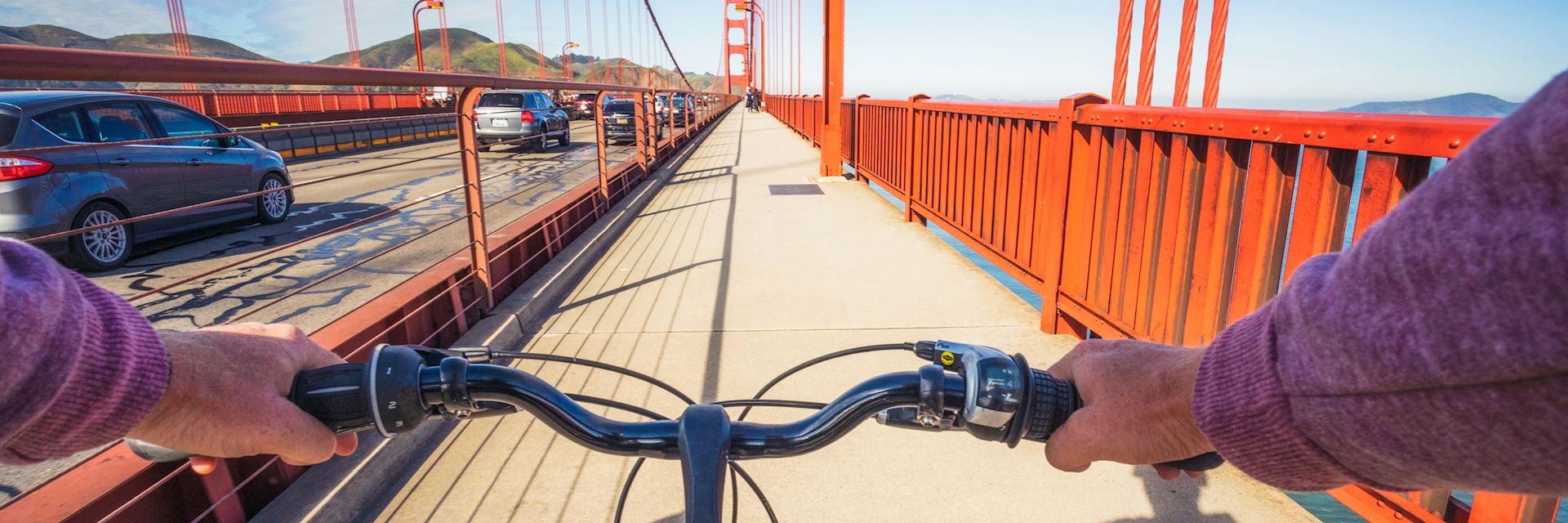 Cycling over the Golden Gate Bridge, San Francisco