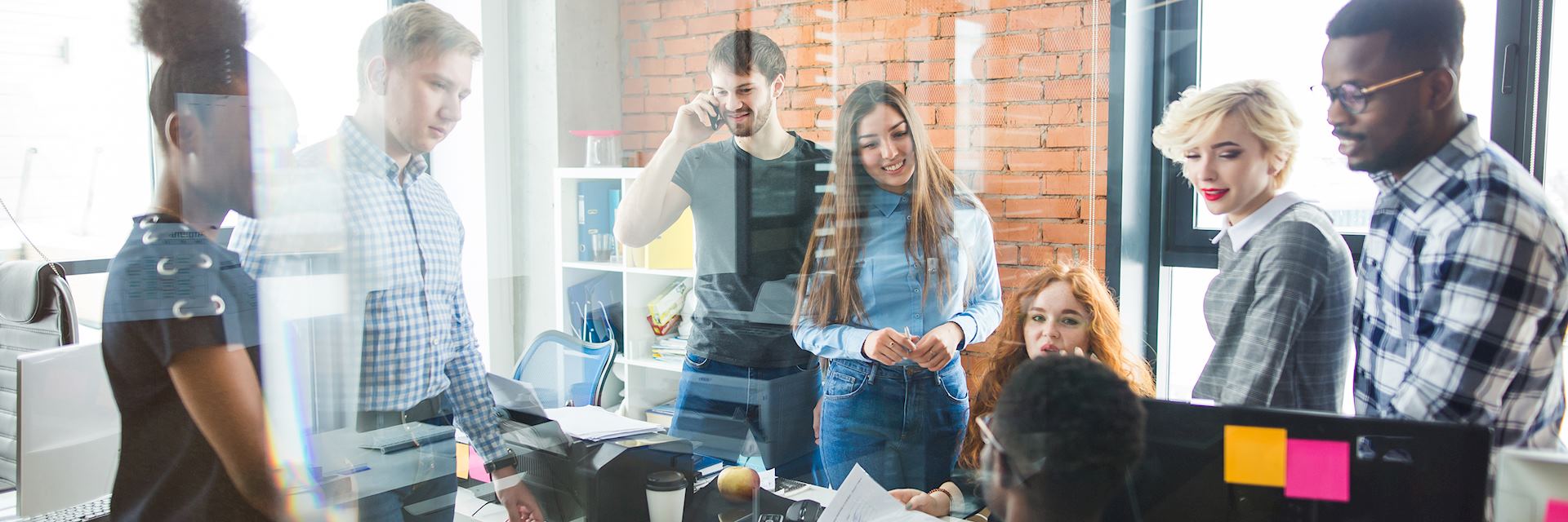 Team of employees in an office setting