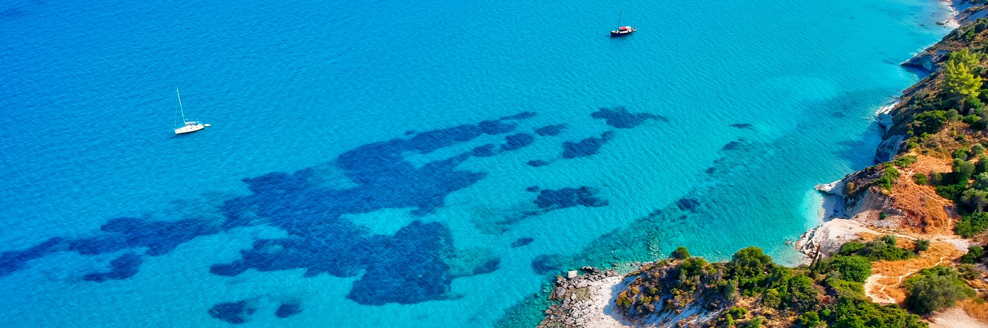 Aerial view of Bahamas coastline