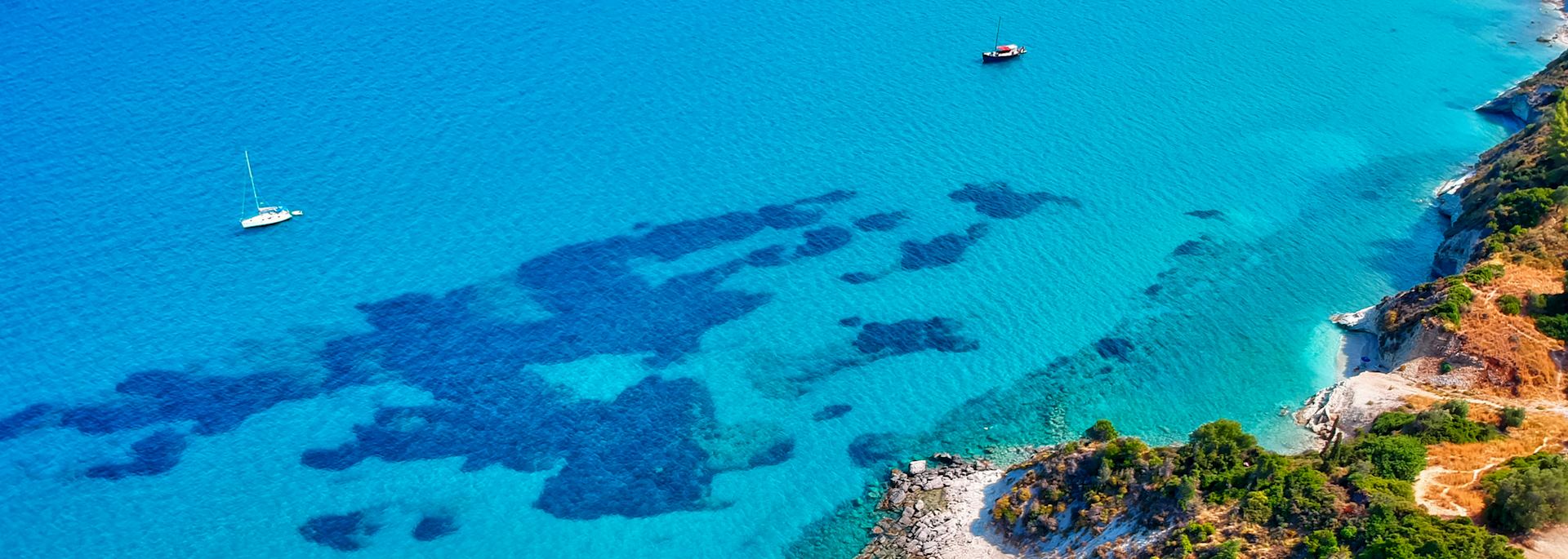 Aerial view of Bahamas coastline