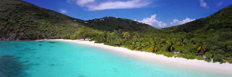 White sand beach on Guana Island