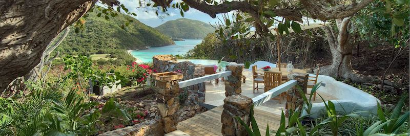 Pool terrace, Guana Island, British Virgin Islands