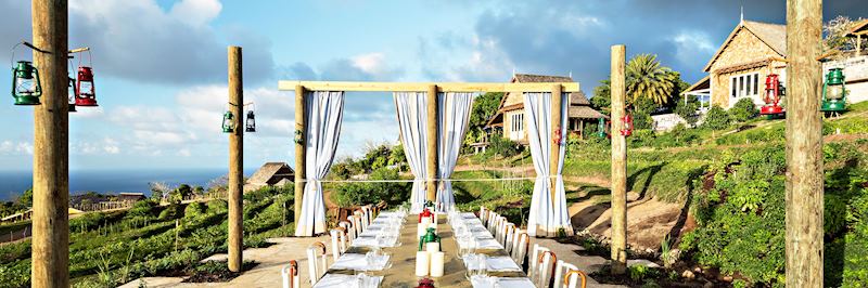 Outside dining at Belle Mont Farm, Saint Kitts