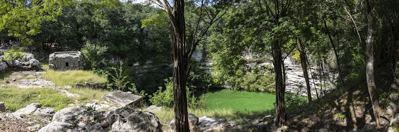 Limestone cenotes (sinkholes) in the jungle near Chichén Itzá