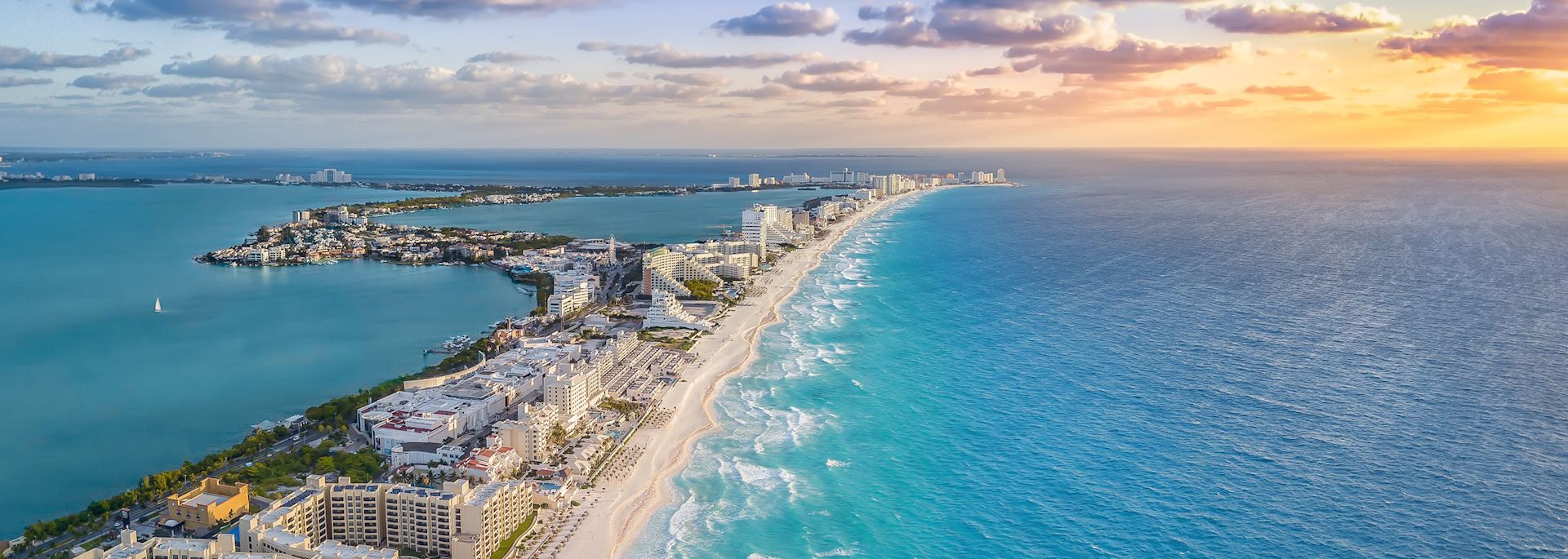 Aerial view of Cancun beach