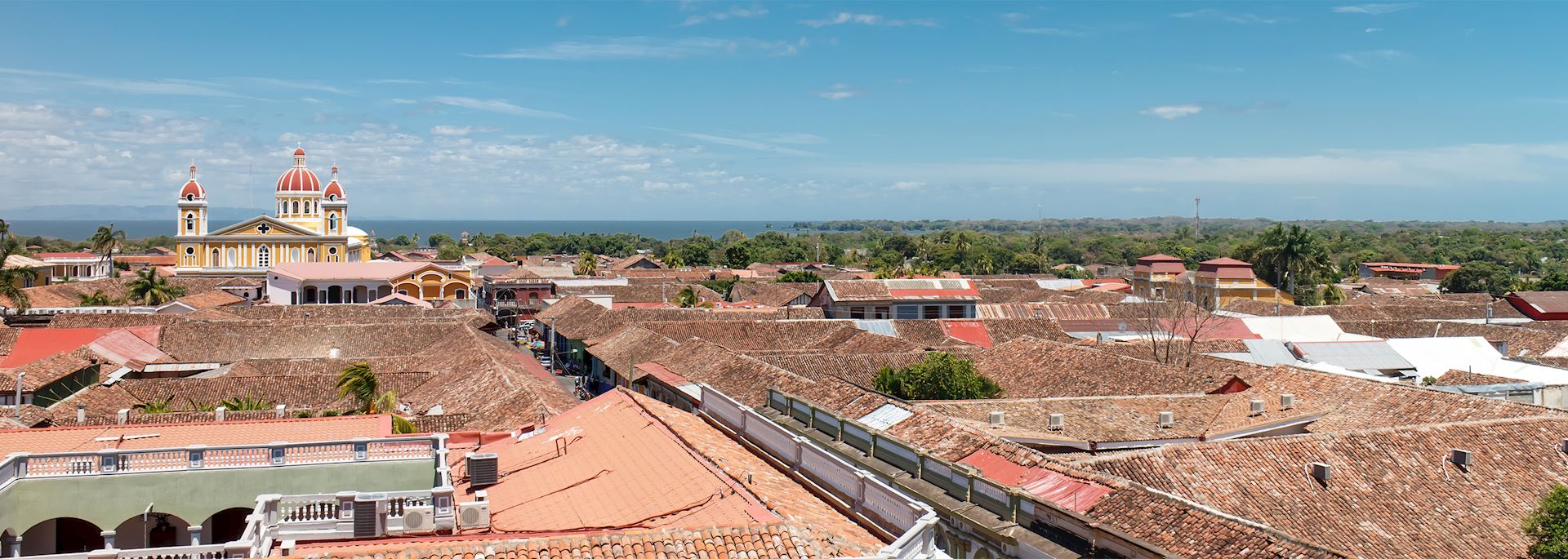 Granada Cathedral and rooftops, Nicaragua