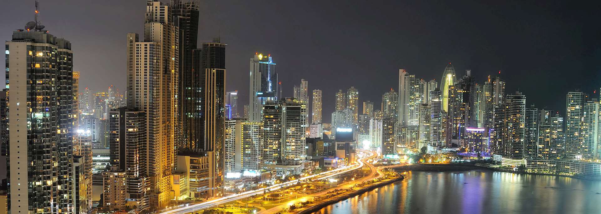 Panama City skyline at night