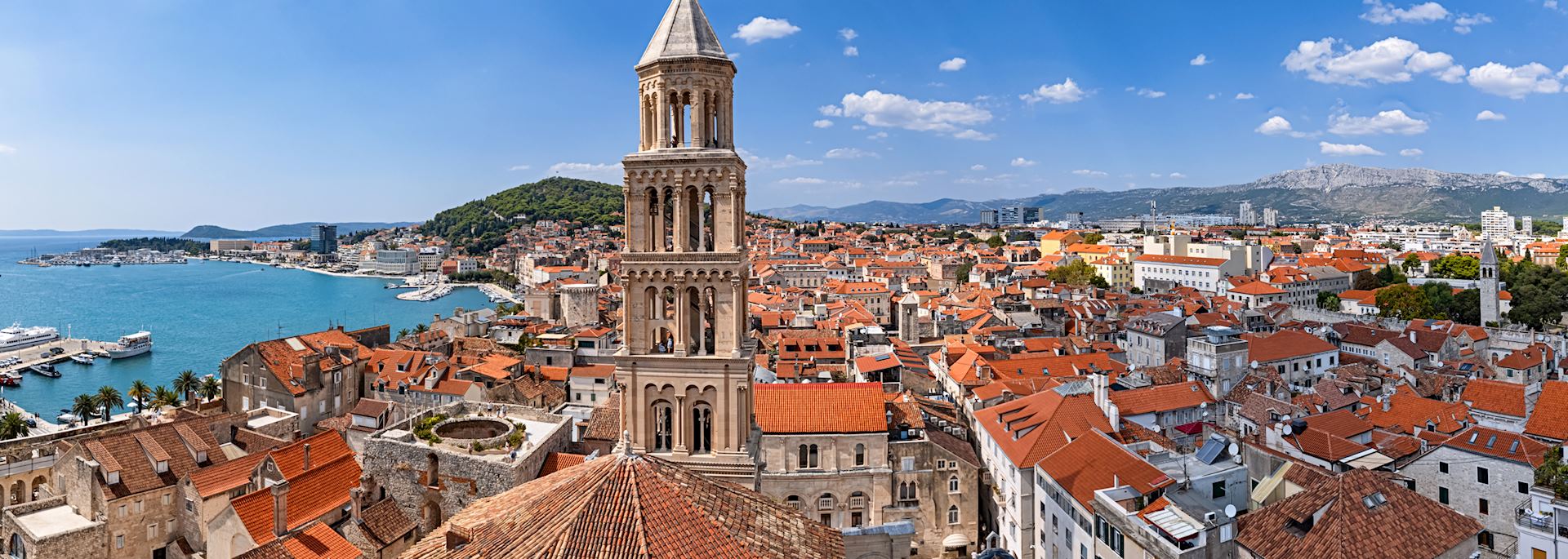 Aerial view of old town Split