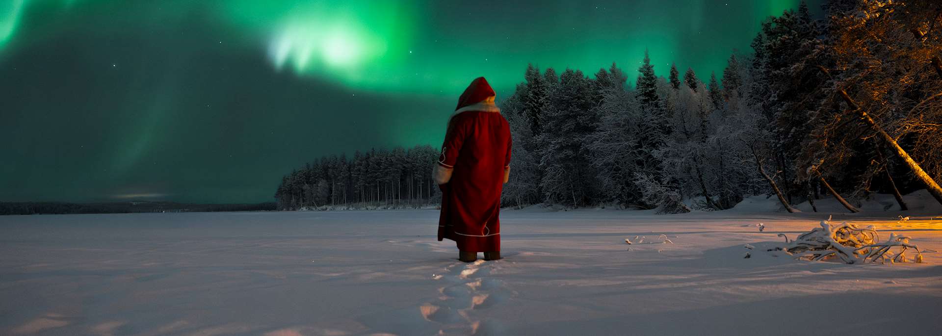 Santa Claus and the northern lights, Finnish Lapland