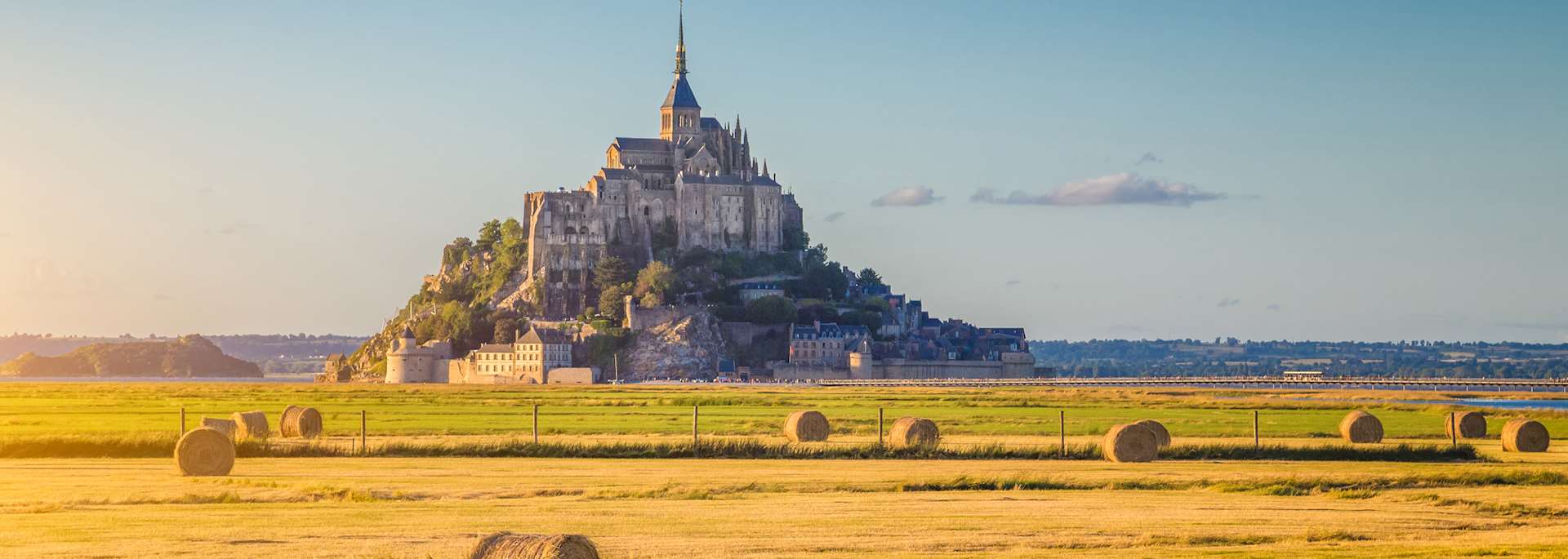 Mont Saint-Michel at sunset, Normandy